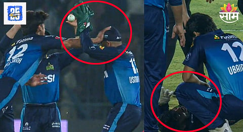 Bowler slaps his own player