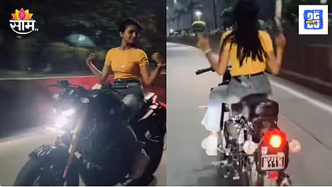 Young Woman Rides Bullet Hands-Free