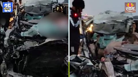 Accident: मुंबई- दिल्ली महामार्गावर अपघाताचा थरार, भाविकांच्या कारला ट्रकची जोरदार धडक; ४ जणांचा जागीच मृत्यू