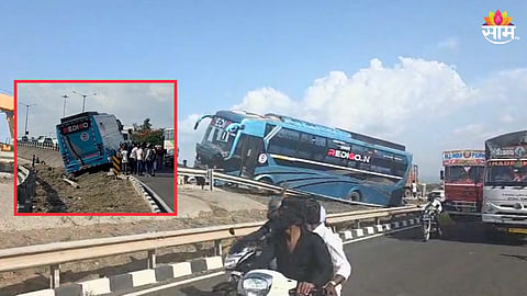 सातारा-पुणे महामार्गावर ट्रव्हल्स बसला अपघात, ३०-४० प्रवासी बालंबाल बचावले