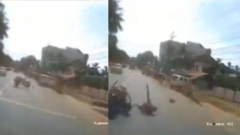മിനി വാനിൽ ഇടിച്ച് നിയന്ത്രണം വിട്ട ബൈക്ക് എതിരെ വന്ന ബസ്സിലേക്ക് ഇടിച്ചുകയറുകയായിരുന്നു