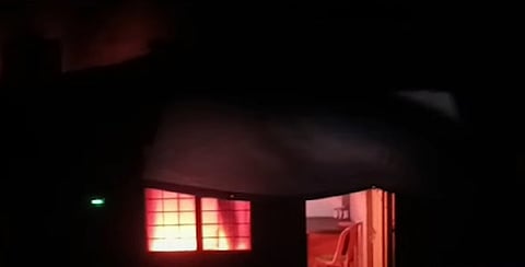 house set on fire