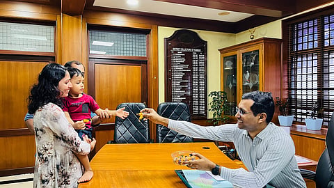 three-year-old boy handed over relief fund