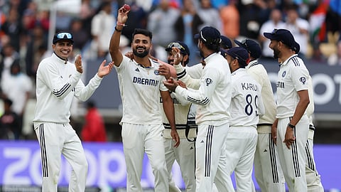 Akash Deep celebrates wicket with teammates