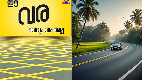 yellow line, AI image