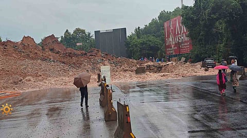 Another landslide near National Highway 66 Veeramalakunnu collapses in Cheruvathur Kasaragod