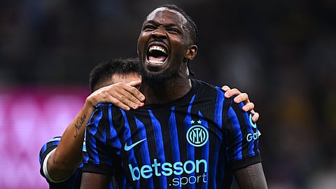 Marcus Thuram celebrates his goal