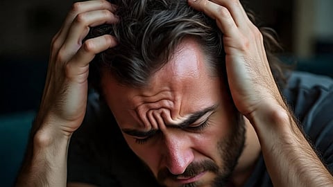 man having dandruff