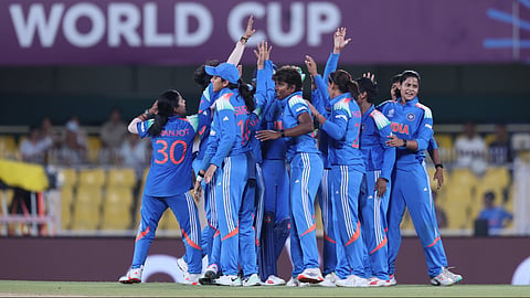 Indian team celebrating a wicket