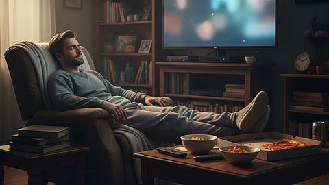 man watching tv
