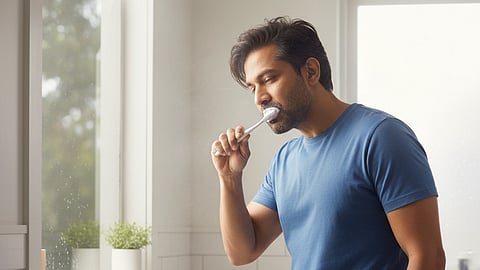man brushing