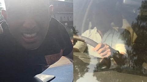 rental car dispute man drives off with owner on bonnet