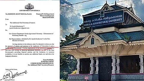 kerala Finance Department letter to Agricultural University
