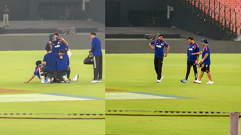 hardik pandyas Shot Hits mohammed sirajs Knee