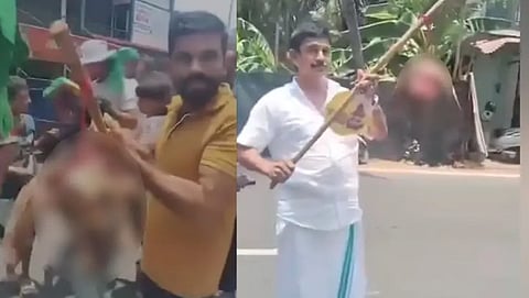 IUML Workers Display Severed Goat Head During Election Victory Celebrations