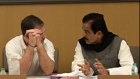 Rahul Gandhi and KC Venugopal during the Congress Working Committee