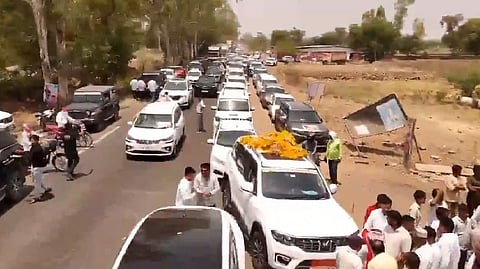 BJP Leader Saubhagya Singh Thakur Travels In Massive Car Convoy From Ujjain To Bhopal