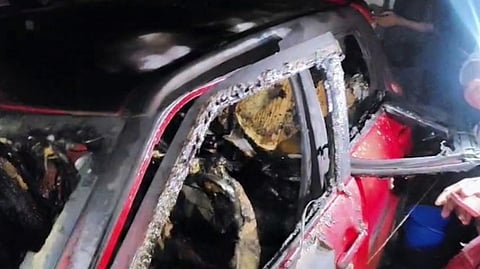 A pregnant woman died after a moving car caught fire in Kozhikode