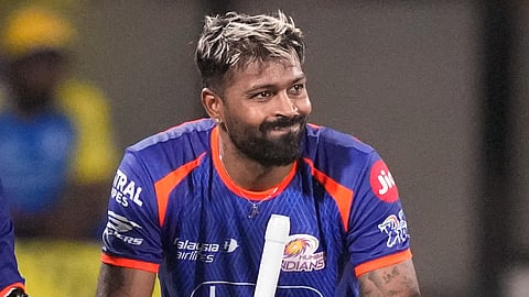 Mumbai Indians' captain Hardik Pandya during a training session