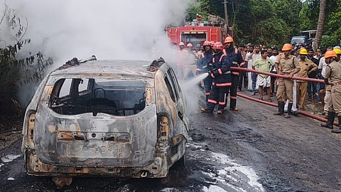 Car catches fire