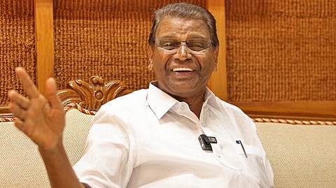 Speaker Thiruvanchoor Radhakrishnan interacting with TNIE team of journal