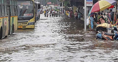 waterlogged busy East Fort in Thiruvananthapuram