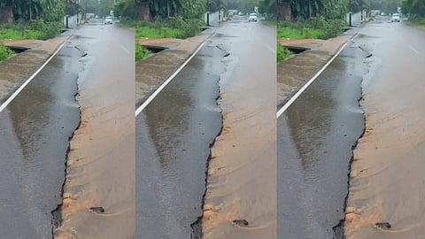 Heavy rains: Road breaks 50 meters long in Kasarkode