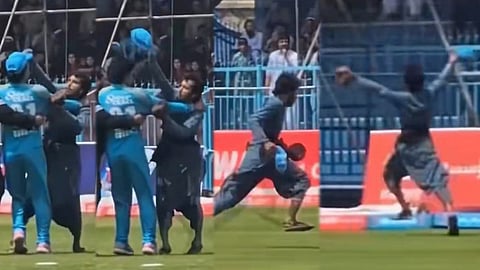 Pitch invader steals Rahmanullah Gurbazs cap