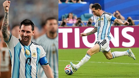 Argentina's Lionel Messi makes an attempt to score against Cape Verde during the World Cup round of 32 soccer match