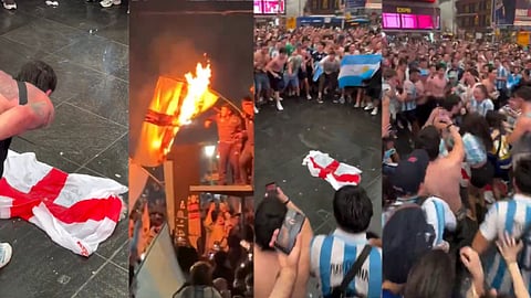 Argentina fans burn England flags after FIFA World Cup semi final win