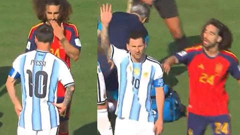 Lionel Messi desperate failed attempts Cucurella sent off