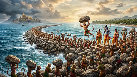 The construction of Ram Setu to save Sita from Ravana