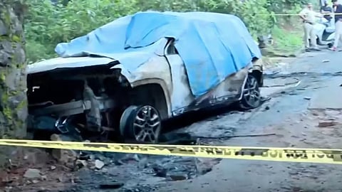 Car crashes into wall and catches fire; Elderly man dies tragically