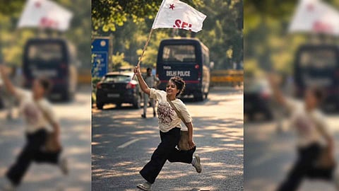Pavithra Mankara SFI Delhi Protest