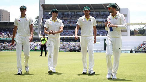 Mitchell Starc, Pat Cummins, Josh Hazlewood, and Nathan Lyon