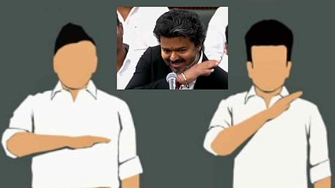 Vijay Hand Gesture DMK RSS Row