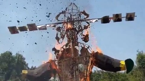 Students gather at Delhi's Model Town park to burn 20-feet tall ‘Gyanesh Kumar effigy’, detained