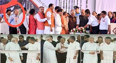 പിണറായി കണ്ടു; യോഗി കണ്ടില്ല പിന്നില് നിന്ന ഇ ശ്രീധരനെ