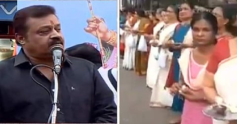 രാക്ഷസന്മാര് അവശേഷിക്കും; അയ്യപ്പജ്യോതി തെളിയച്ചവര്ക്ക് കാല്തൊട്ട് വന്ദിച്ച് സുരേഷ് ഗോപിയുടെ പുതുവത്സരാശംസ