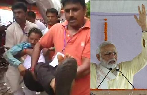 പ്രധാനമന്ത്രി പ്രസംഗിച്ചുകൊണ്ടിരിക്കെ പന്തല് തകര്ന്നുവീണു, നിരവധി പേര്ക്കു പരിക്ക്