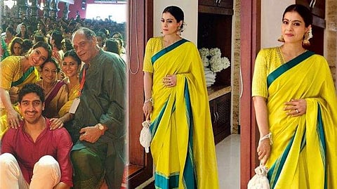 മഞ്ഞസാരിയില് തിളങ്ങി കജോള്; അഷ്ടമിദിനത്തില് അതിസുന്ദരിയായി താരം
