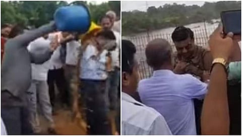 റോഡിലെ കുഴികണ്ട് കോണ്ഗ്രസ് എംഎല്എ ക്ഷുഭിതന്; എന്ജിനിയറെ വിളിച്ചുവരുത്തി ചളി കോരിയൊഴിച്ചു, കെട്ടിയിട്ടു; വിഡിയോ