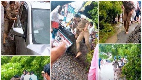 ചുറുചുറുക്കോടെ നാട്ടുകാര്ക്കൊപ്പം റോഡിലിറങ്ങി രക്ഷാപ്രവര്ത്തനം: വനിതാപൊലീസിന്റെ ചിത്രങ്ങള് വൈറല്