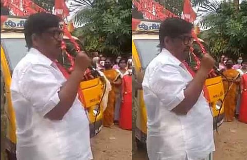 കൃഷ്ണകുമാര് ആഹ്ലാദ പ്രകടനത്തില് പ്രസംഗിക്കുന്നു/വിഡിയോ ദൃശ്യം