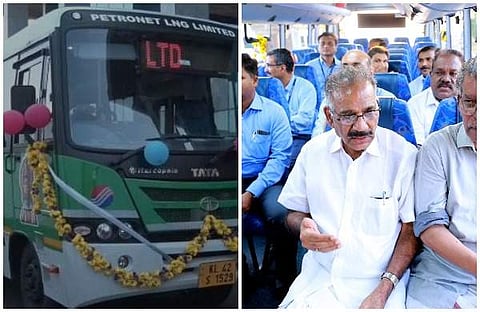 ഇന്ത്യയിലെ ആദ്യ വാണിജ്യ എല്എന്ജി ബസ് കൊച്ചിയില്; ഫ്ലാഗ് ഓഫ് ചെയ്ത് മന്ത്രി