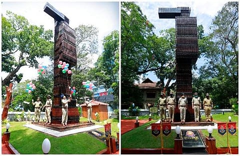 1,422 ആയുധങ്ങള്; 'ശൗര്യ': പൊലീസ് ആസ്ഥാനത്ത് തോക്കുകള് കൊണ്ട് നിര്മ്മിച്ച ത്രിമാനരൂപം