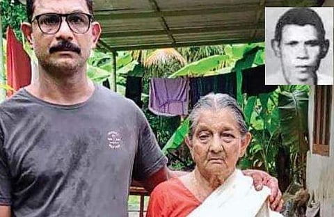 പൊന്നമ്മ മകനോടൊപ്പം (ഇന്സെറ്റില് ശിവരാമ കാരണവര്)