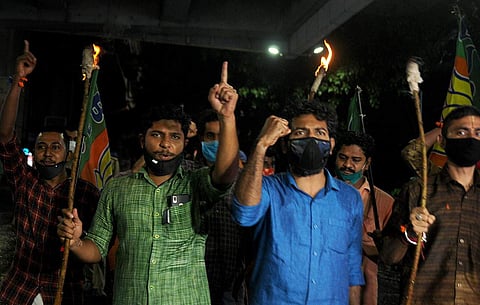 കൊച്ചിയില് ബിജെപി നടത്തിയ പ്രതിഷേധത്തില് നിന്ന്/ ചിത്രം: എ സനേഷ്