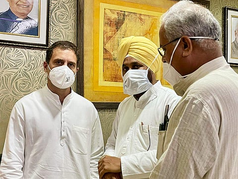 പഞ്ചാബ്,ഛത്തീസ്ഗഡ് മുഖ്യമന്ത്രിമാര് രാഹുല് ഗാന്ധിക്കൊപ്പം ലഖ്നൗവില്/എഎന്ഐ