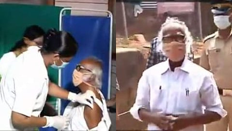 മന്ത്രി കടന്നപ്പള്ളി രാമചന്ദ്രന് കോവിഡ് വാക്സിന് സ്വീകരിക്കുന്നു